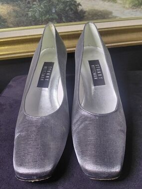 Vintage Stuart Weitzman Canagray Satin Silver Women's Pumps Size 8.5